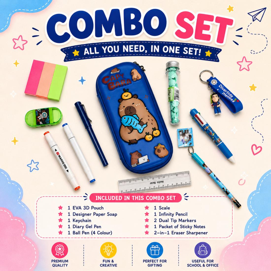 Capybara Kids Stationery Combo