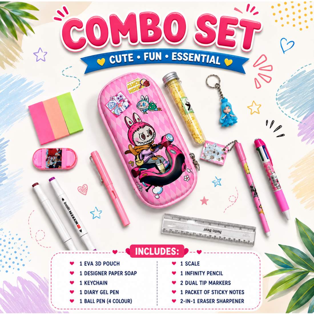 Pink Pouch Stationery Combo