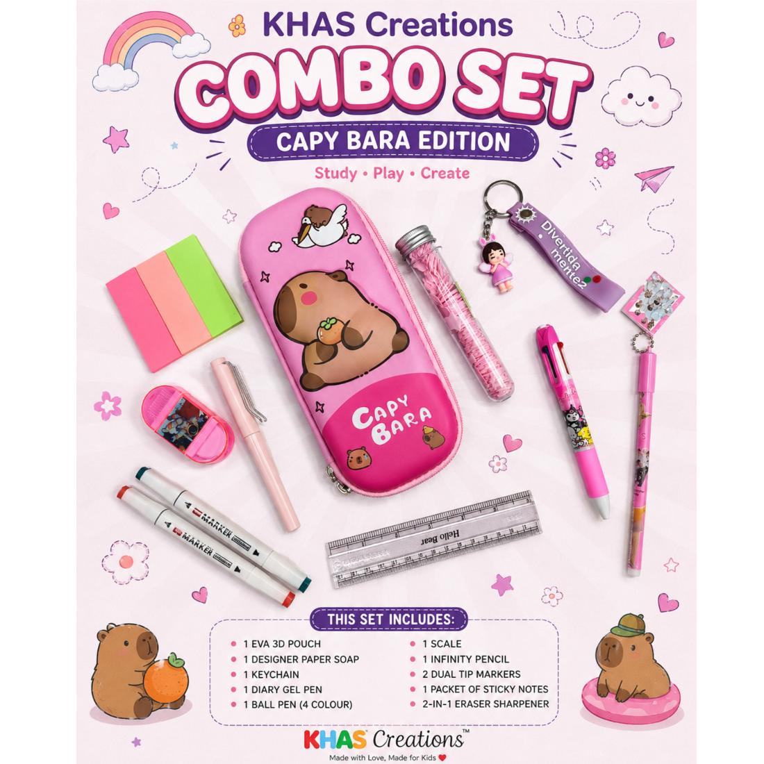 Capybara Study Buddy Stationery Set