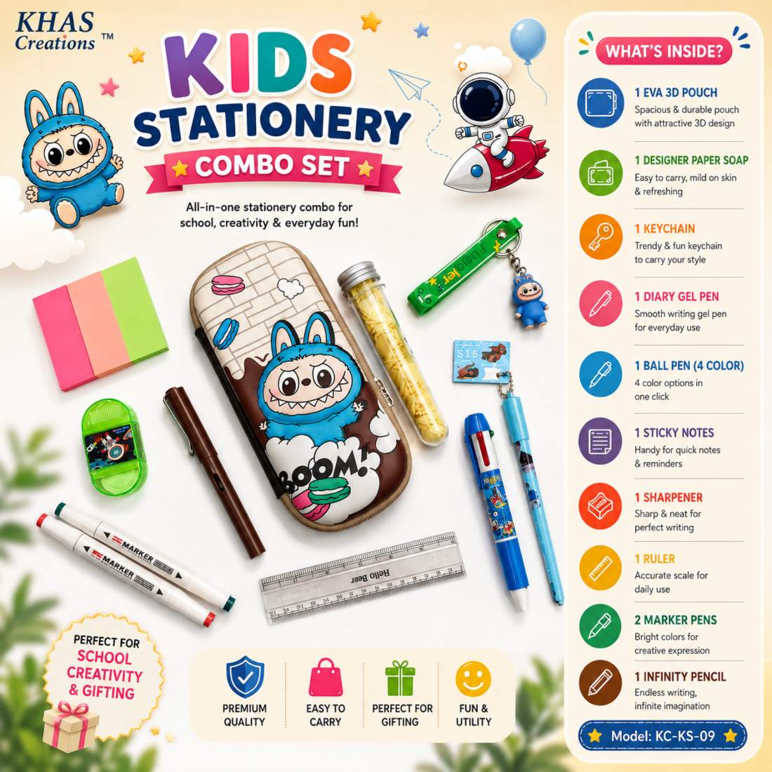 Labubu Kids Stationery Combo
