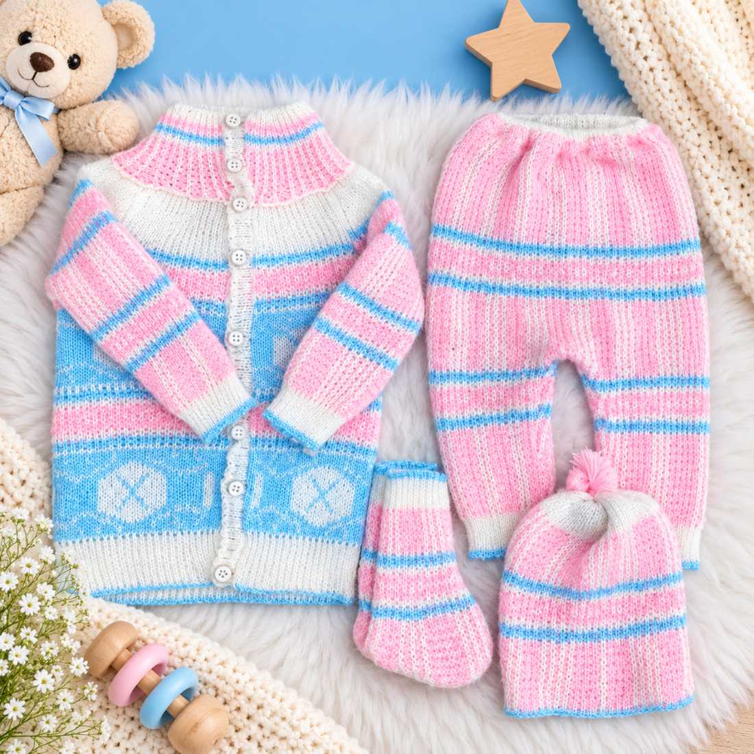 Baby Knitted Winter Clothing Set – 0-3 Months