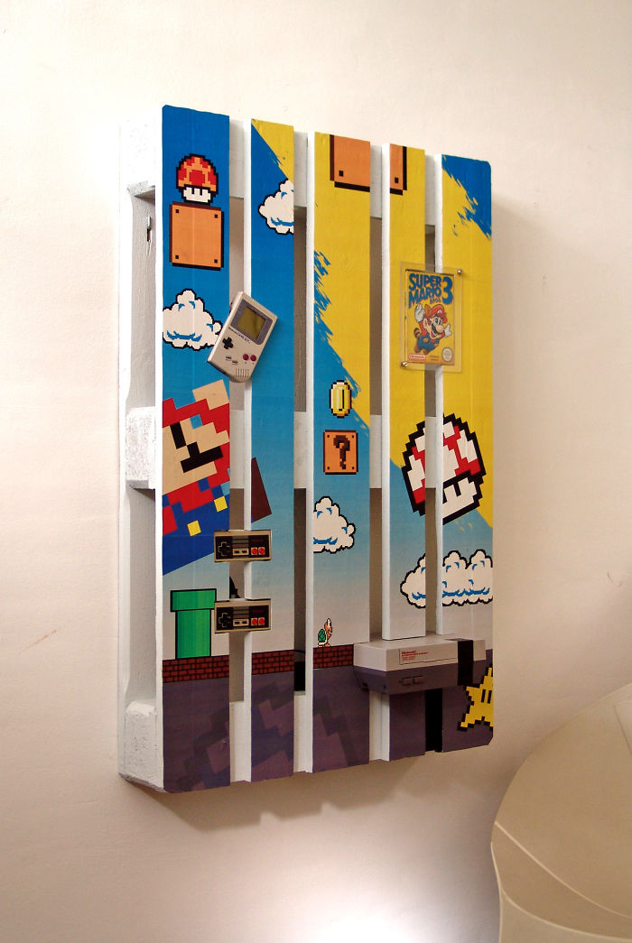 Kreasi Pallet Bekas tema Super Mario