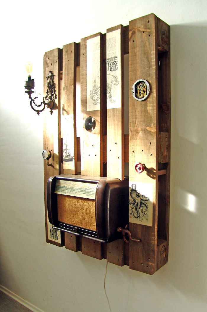 Kreasi pallet bekas bergaya steampunk