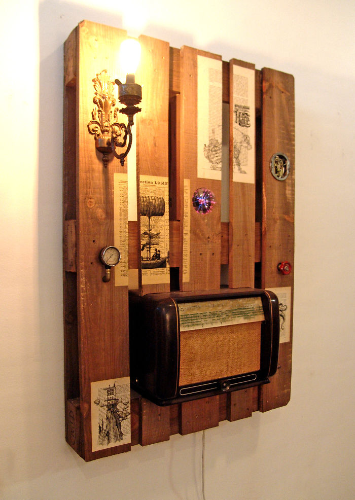 Kreasi pallet bekas bergaya steampunk