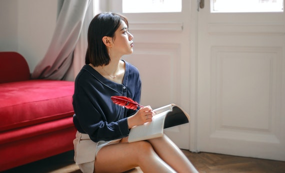 Asian woman read a book