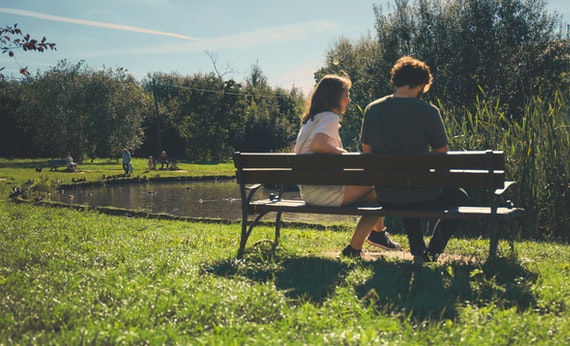 bench couple daylight environment