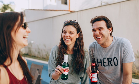 group of friends drinking beer