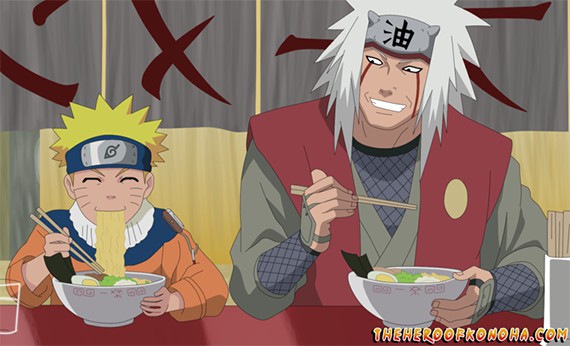 Naruto dan Jiraiya makan ramen bersama