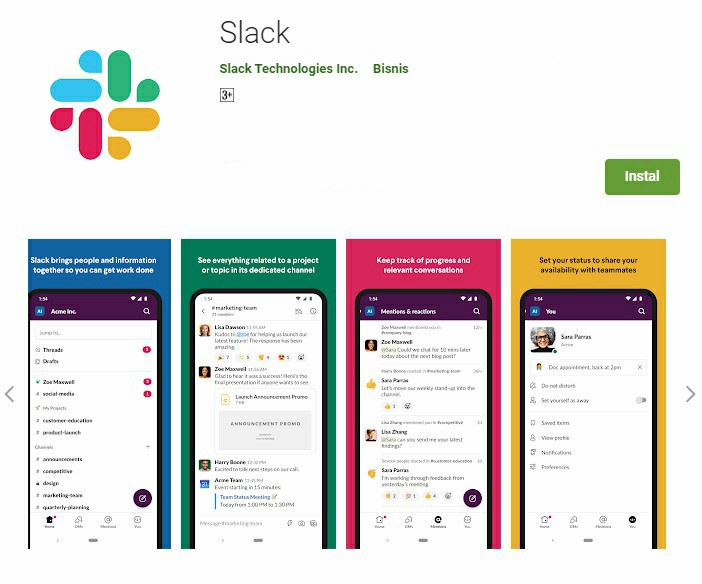 Aplikasi Slack di PlayStore untuk Work From Home