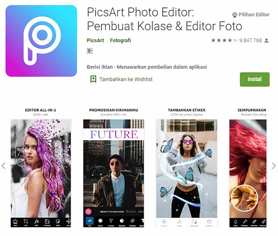Aplikasi edit foto PicsArt