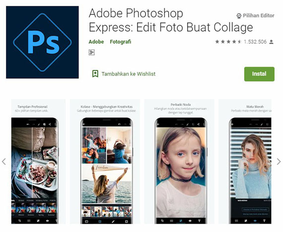 Aplikasi edit foto Adobe Photoshop Express