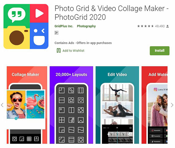 Aplikasi PhotoGrid di PlayStore