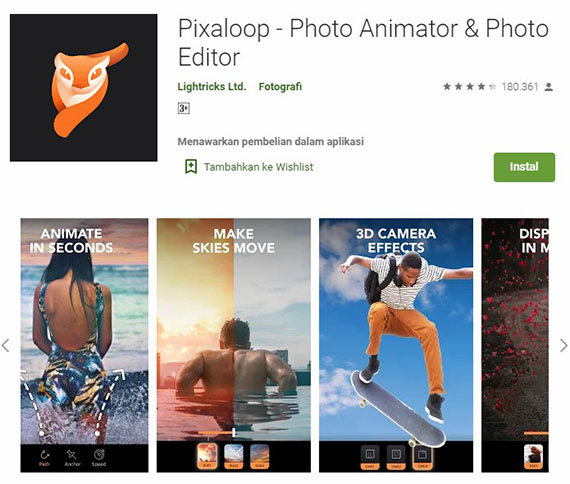 Aplikasi edit foto Pixaloop