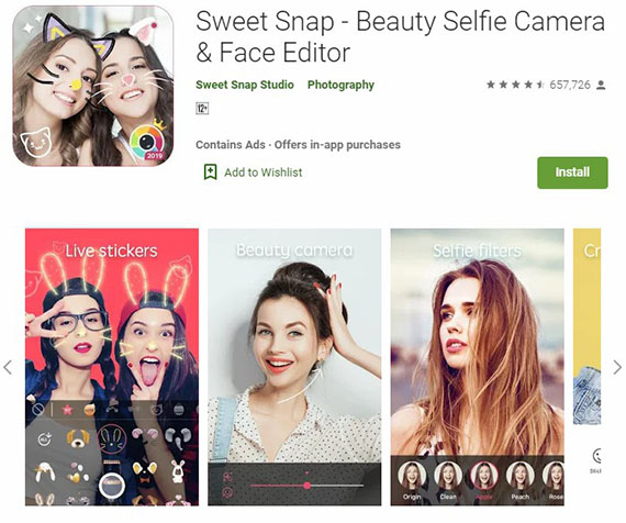 Aplikasi edit foto Sweet Snap di PlayStore