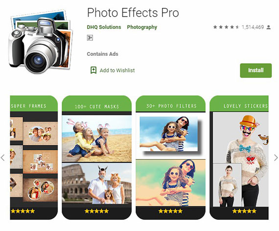 Aplikasi Photo Effects Pro di PlayStore