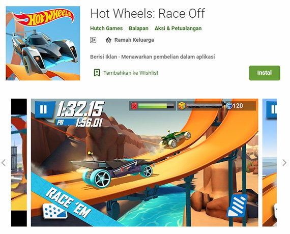 Game balapan mobil Hot Wheels: Race Off di PlayStore