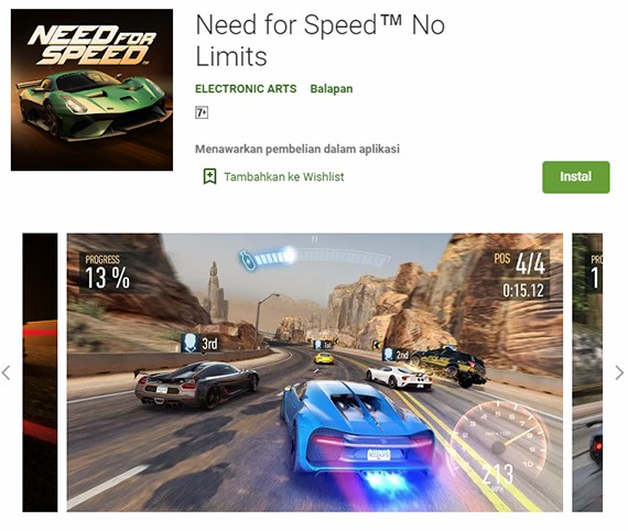 Game balapan Need for Speed No Limits