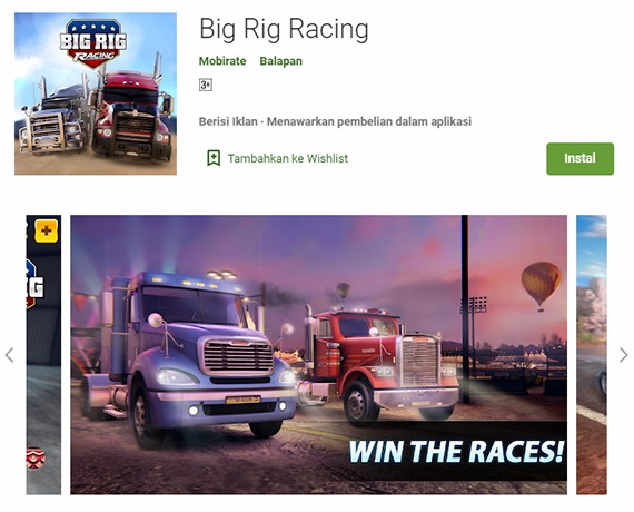 Game balapan truk Big Rig Racing di PlayStore