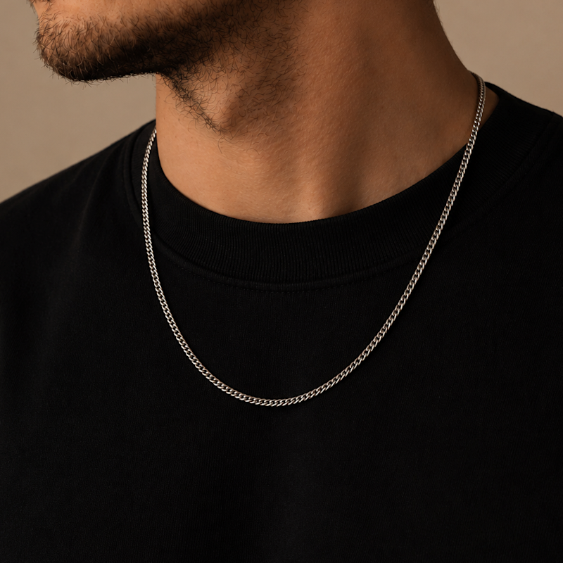 Cuban Chain Necklace Silver | Outrage London | Wolf & Badger