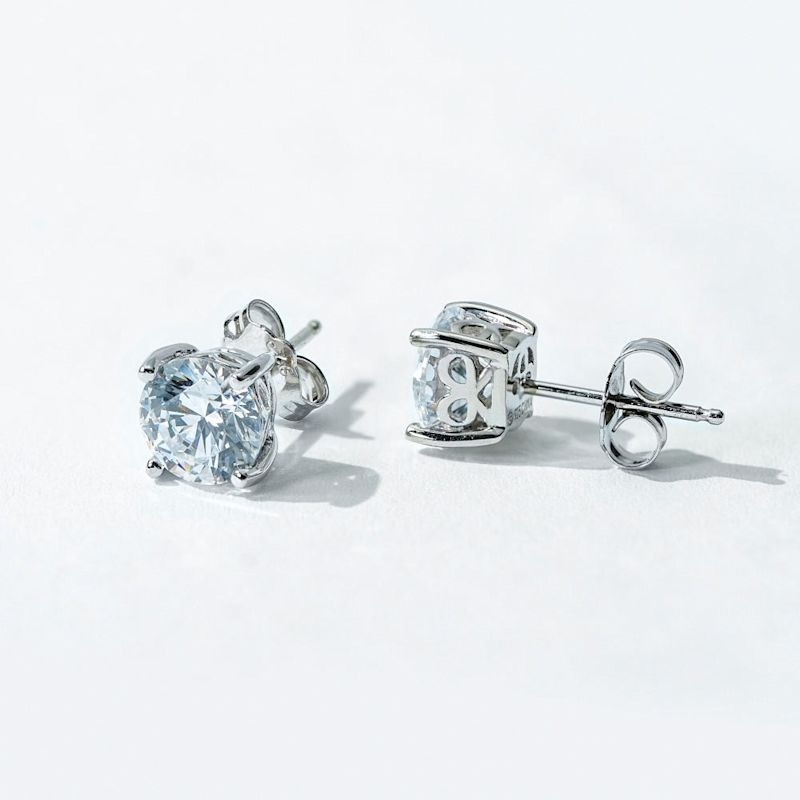 6.25Mm Round Cut Solitaire Stud Earrings - Blue | Diamonbliss | Wolf ...