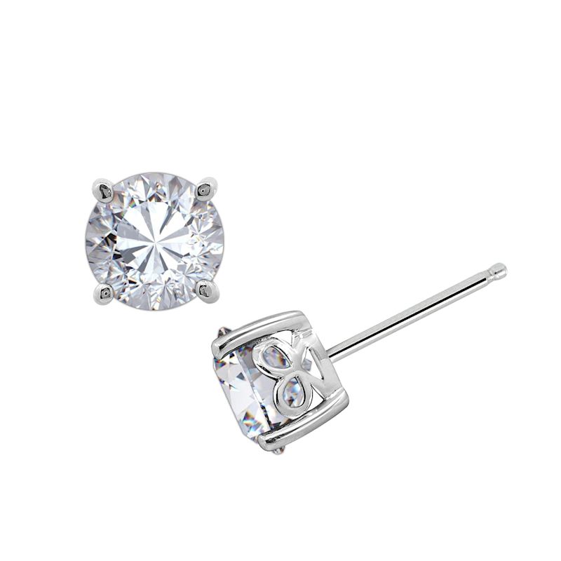 6.25Mm Round Cut Solitaire Stud Earrings - Blue | Diamonbliss | Wolf ...