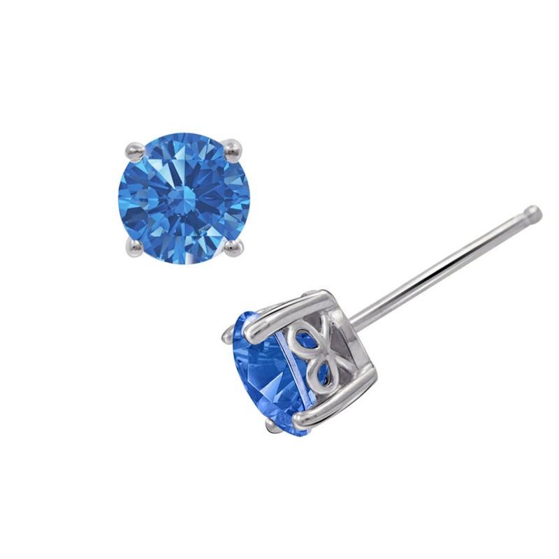 6.25Mm Round Cut Solitaire Stud Earrings - Blue | Diamonbliss | Wolf ...