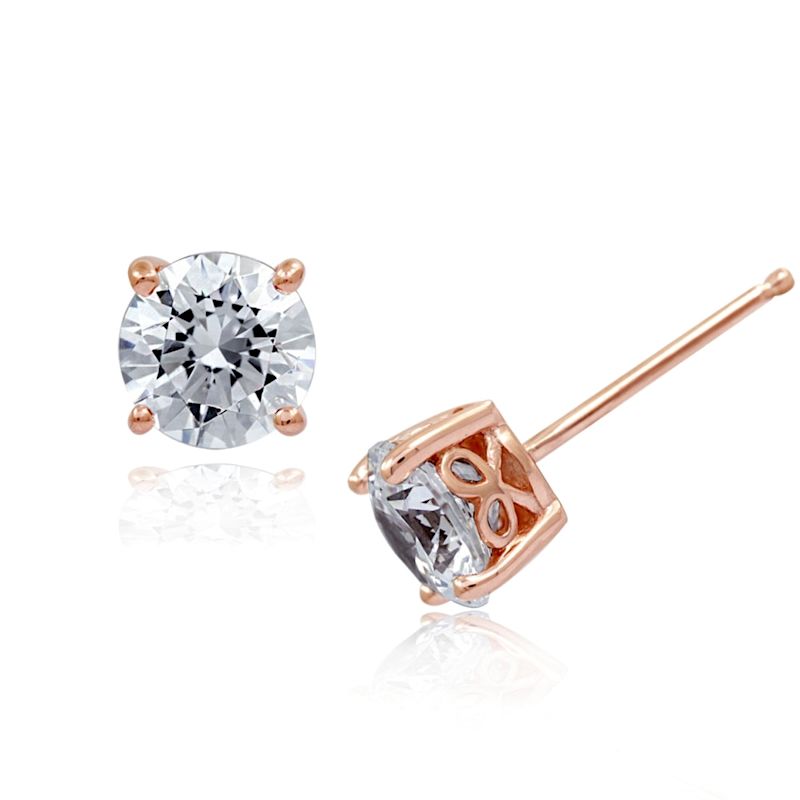 6.25Mm Round Cut Solitaire Stud Earrings - Blue | Diamonbliss | Wolf ...