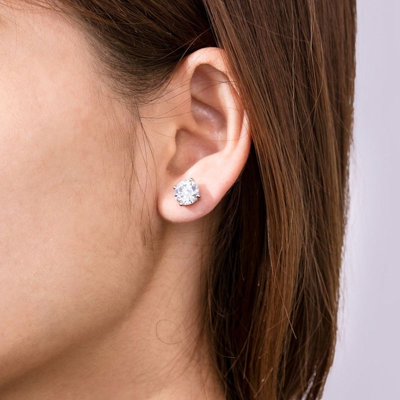 8Mm Round Cut Solitaire Stud Earrings - Rose Gold | Diamonbliss | Wolf ...