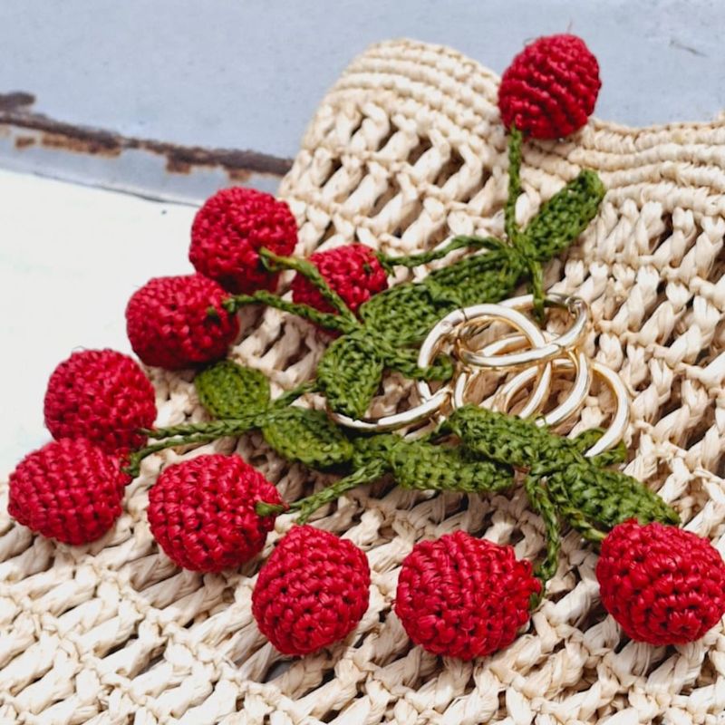 Accessories - Cherry Raffia Keyring | Zanatany Concepts | Wolf & Badger