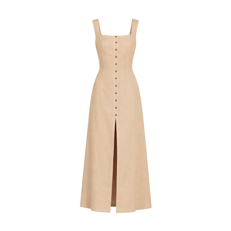Alba Linen Blend Midi Dress | Curated Row | Wolf & Badger