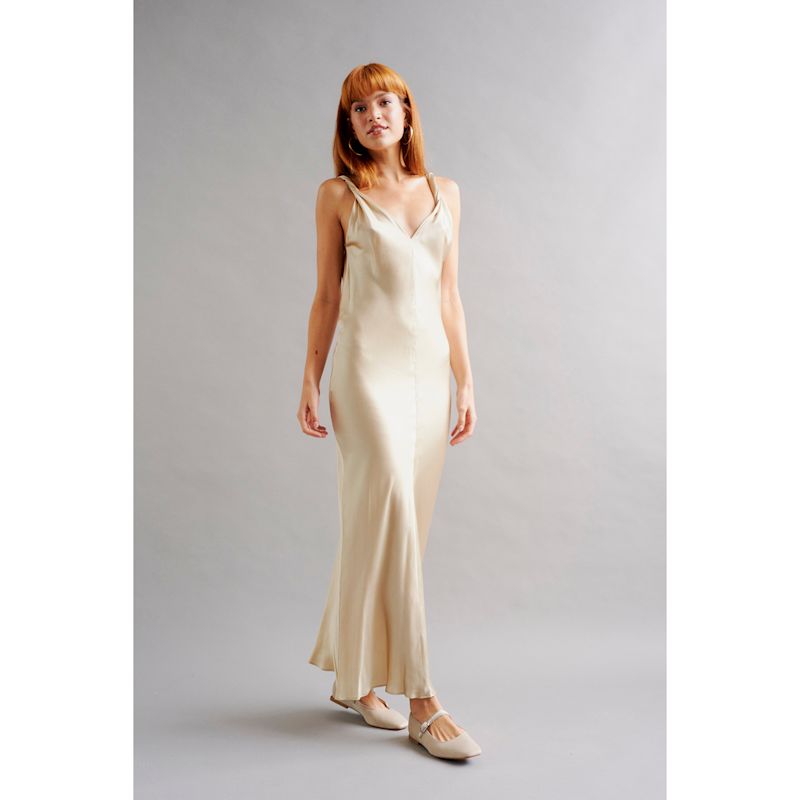 The Summer Edit Alice Silk Slip Dress - Gold