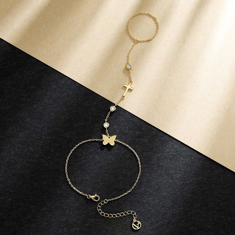 Anastasia Butterfly Cross Hand Chain | VANIMY | Wolf & Badger