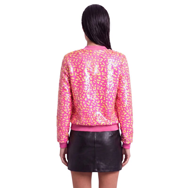 Neon Pink & Yellow Sequin Cheetah Bomber Jacket | Any Old Iron | Wolf ...
