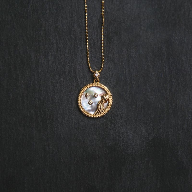 Asta Zodiac Star Sign Necklace Mother Of Pearl Gold Plated Aquarius ...