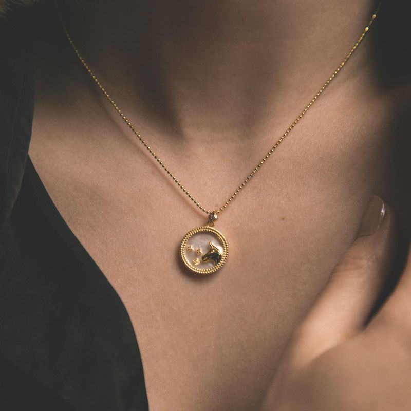 Asta Zodiac Star Sign Necklace - Mother Of Pearl Gold Plated Taurus ...