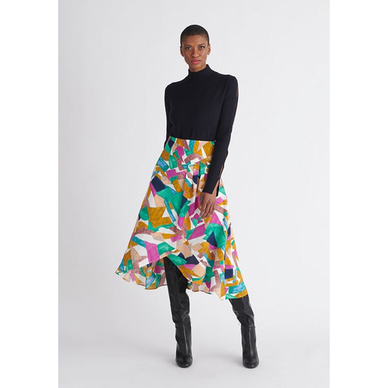 Geometric Lava TNeck Tunic Asymmetric Skirt