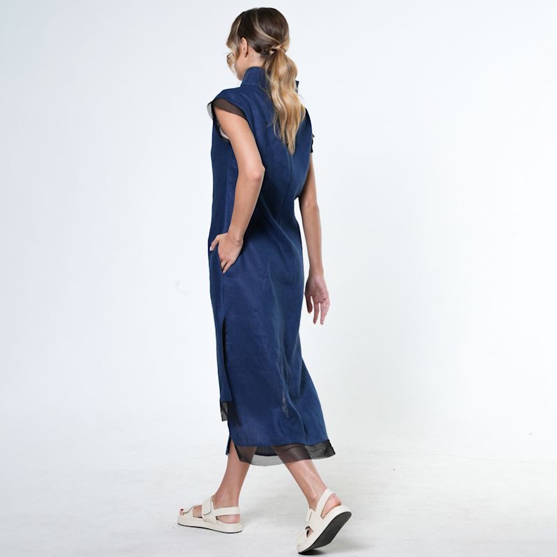 Metamorphoza Asymmetric Sleeveless Blue Dress