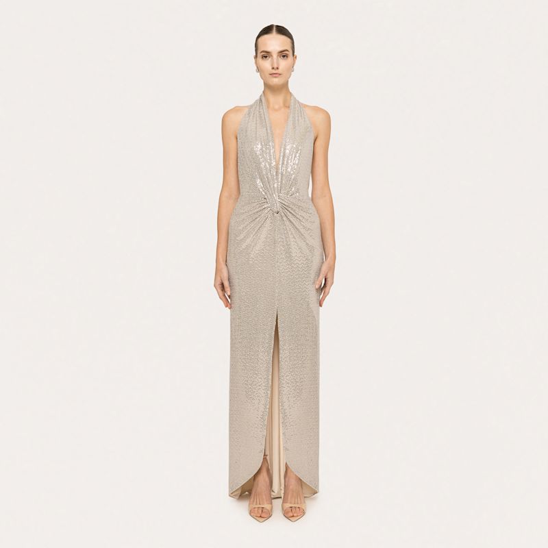 silver sequin backless maxi dress Starry Eyes Lace-Up Back Sequin Maxi Dress Silver