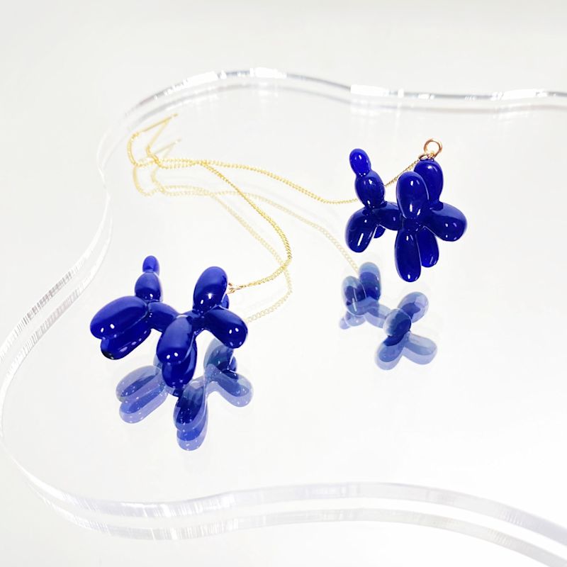 Balloon Poodle Threader Earrings - Navy | Ninemoo | Wolf & Badger