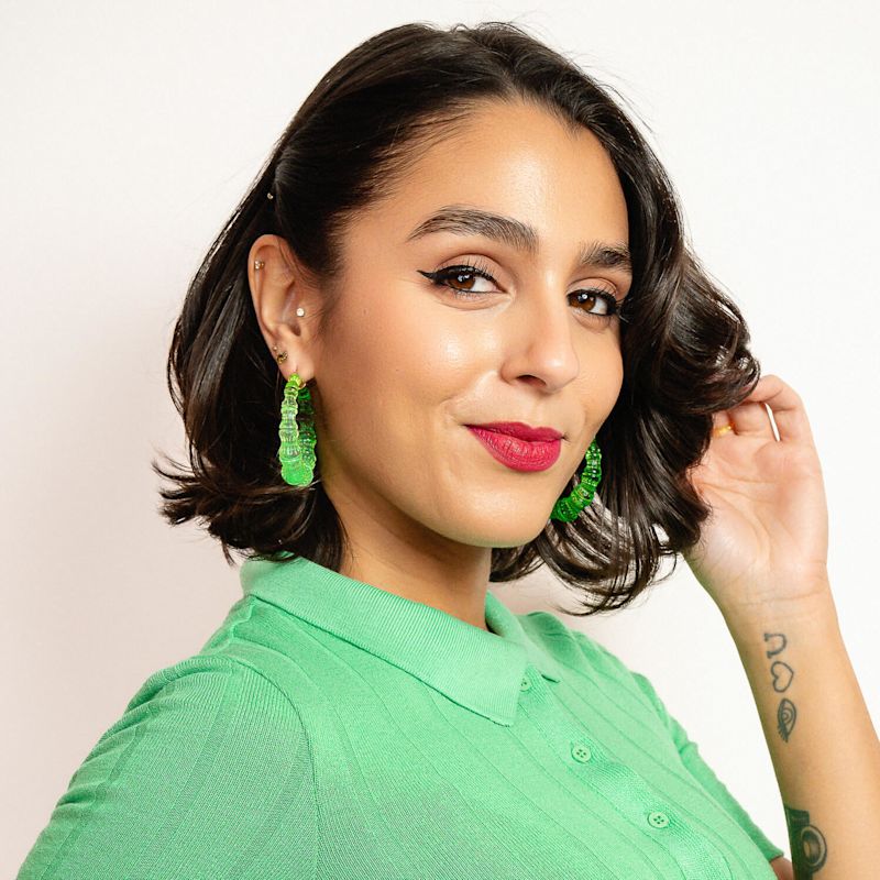 Green Bamboo Hoop Earrings | Gold & Honey | Wolf & Badger