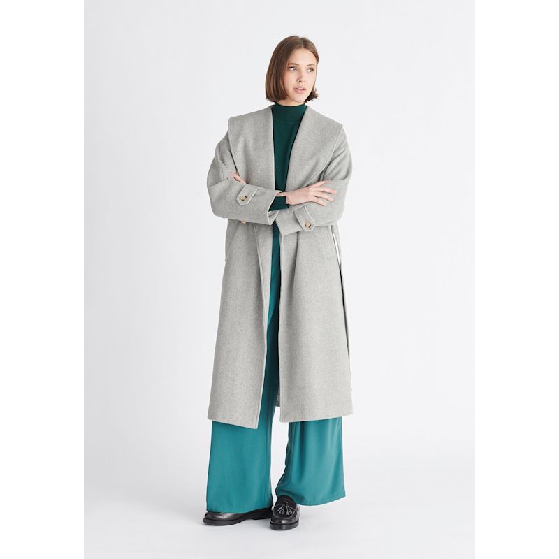 Leslie Belted Wool Coat Black