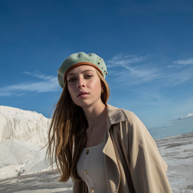 Soft Green Wool Felt Basque Cap | Doria 1905 | Wolf & Badger