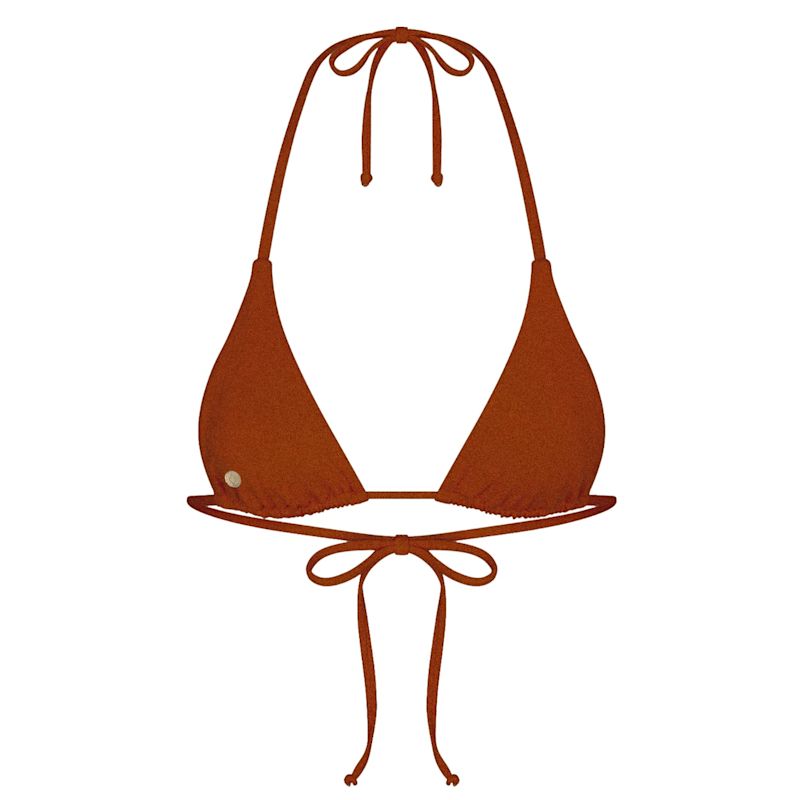 Bikini Top Shiny Canvas String - Papaya | Marquise Swim | Wolf & Badger