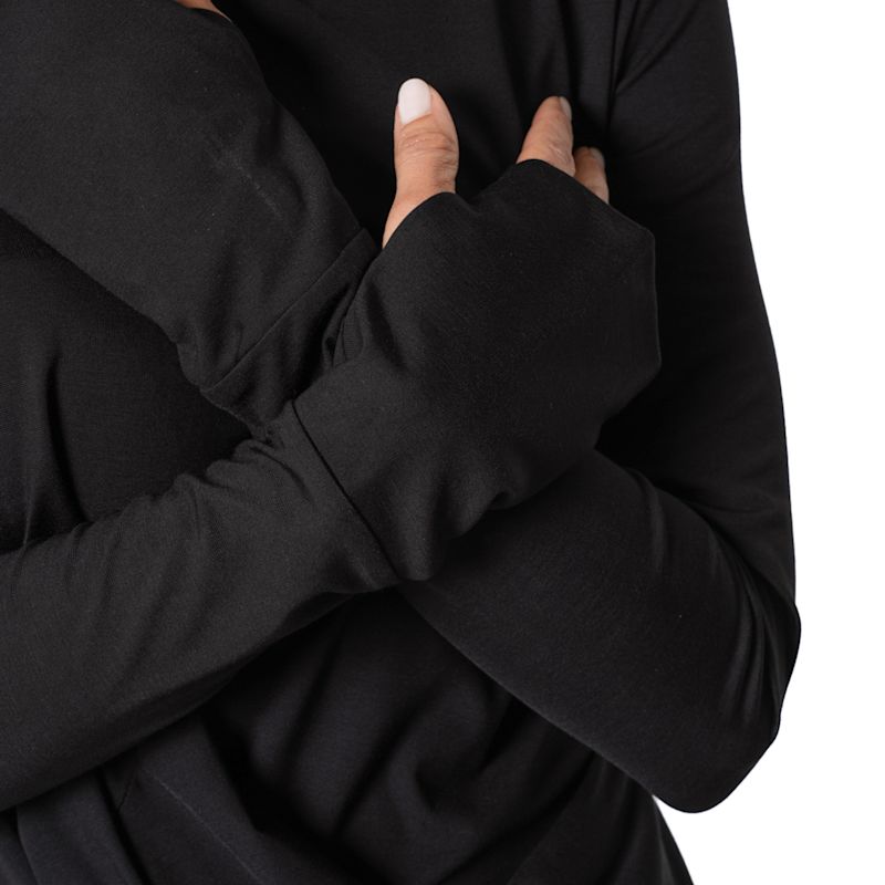 Black Longsleeve Maxi Cotton Dress With Side Slits | Metamorphoza ...