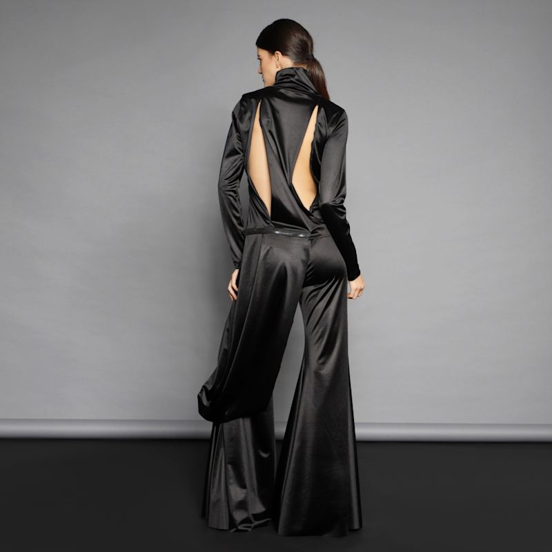 Alyssa Silk Turtleneck Blouse in Black