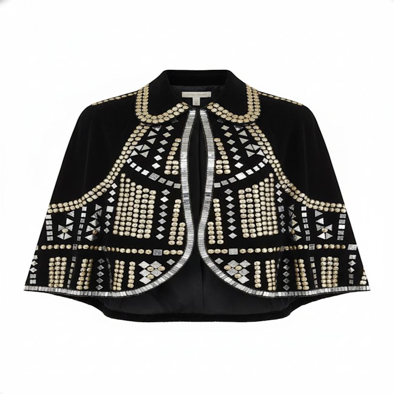 Black Velvet Embellished Capelet | Saachi | Wolf & Badger