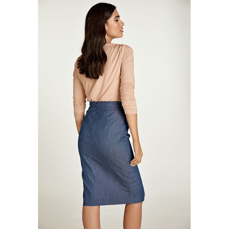 Blue Denim Style Pencil Skirt | Conquista | Wolf & Badger