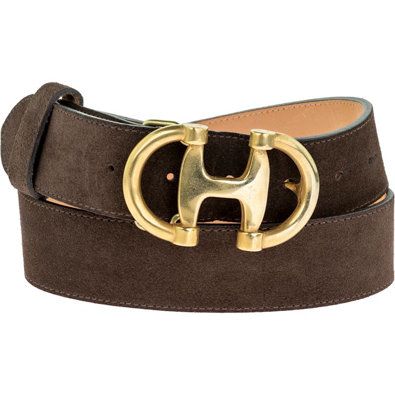 Brown Suede Belt & Detachable Brass Double D Buckle Unisex  display picture 1