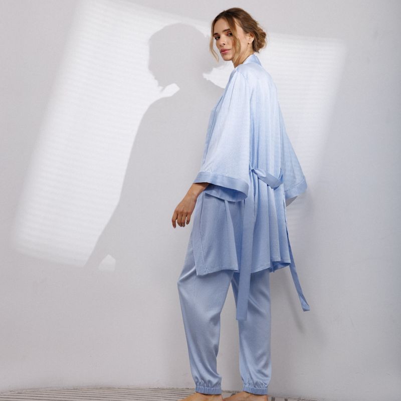 Bubble Silk Short Robe In Sky Blue | VIMISSIA | Wolf & Badger