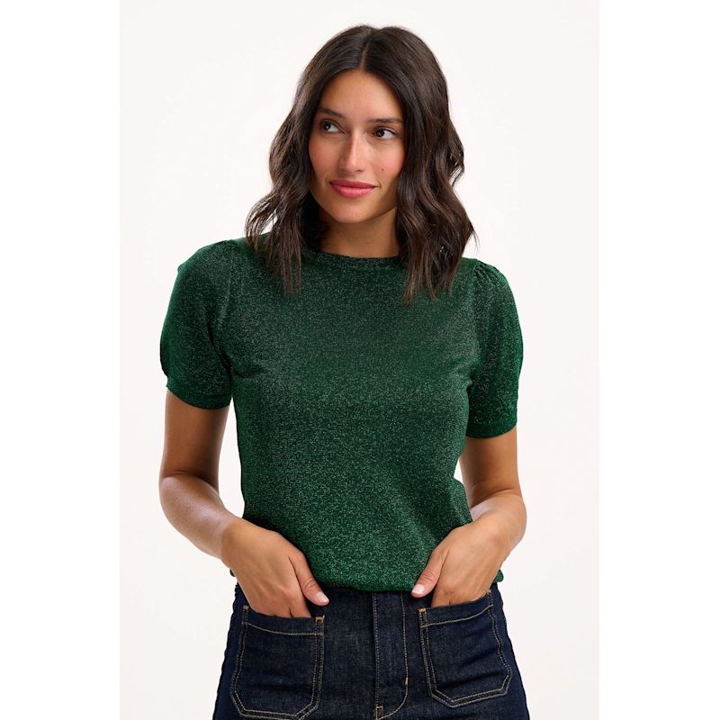 Calypso Sparkly Knitted Top Green | Sugarhill Brighton | Wolf & Badger